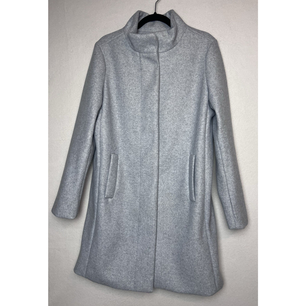 Time and Tru Women's Peacoat Gray Full Zip Mid Length Size Large Funnel Neck